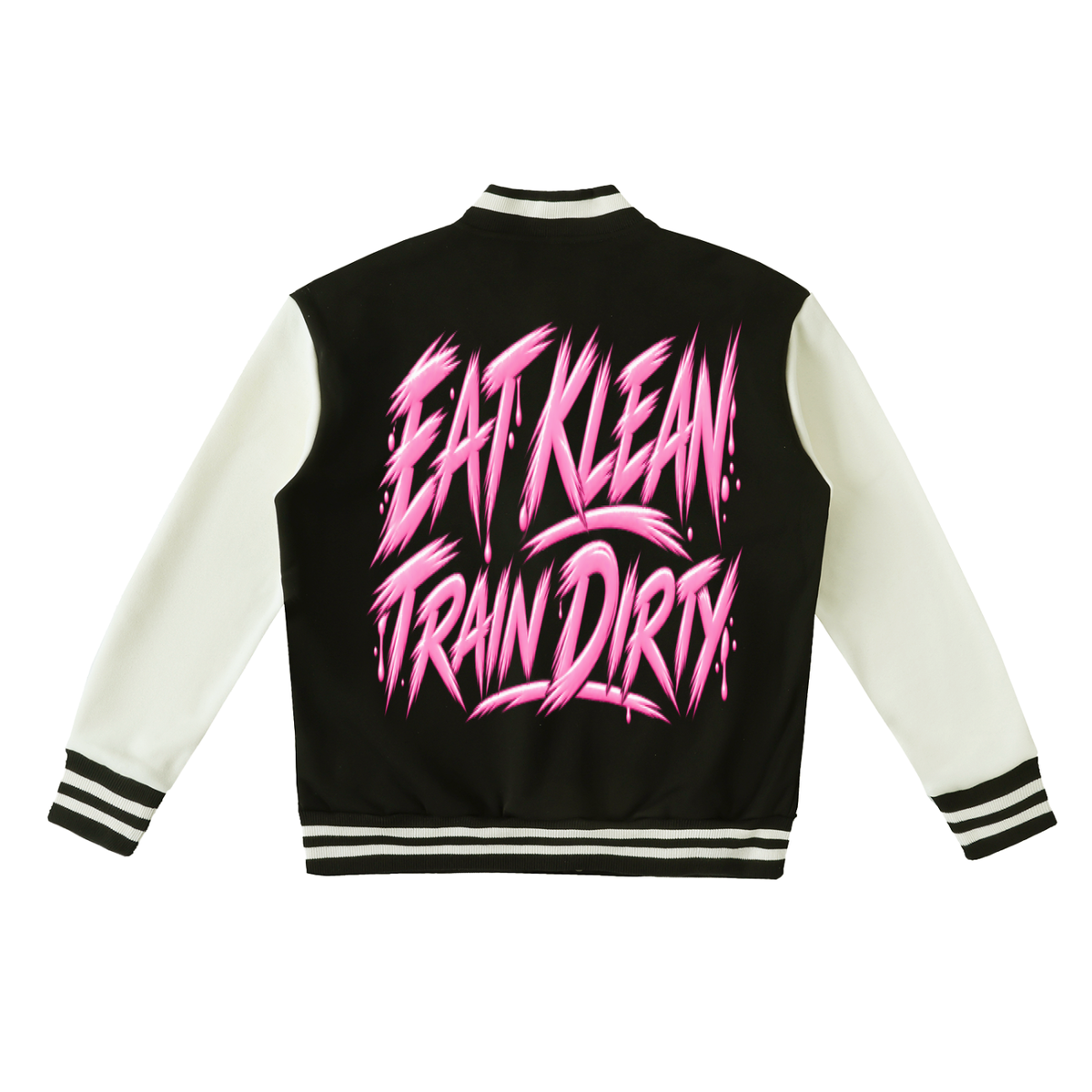 Eat Klean Train Dirty Two-Tone Fleeced Varsity Jacket