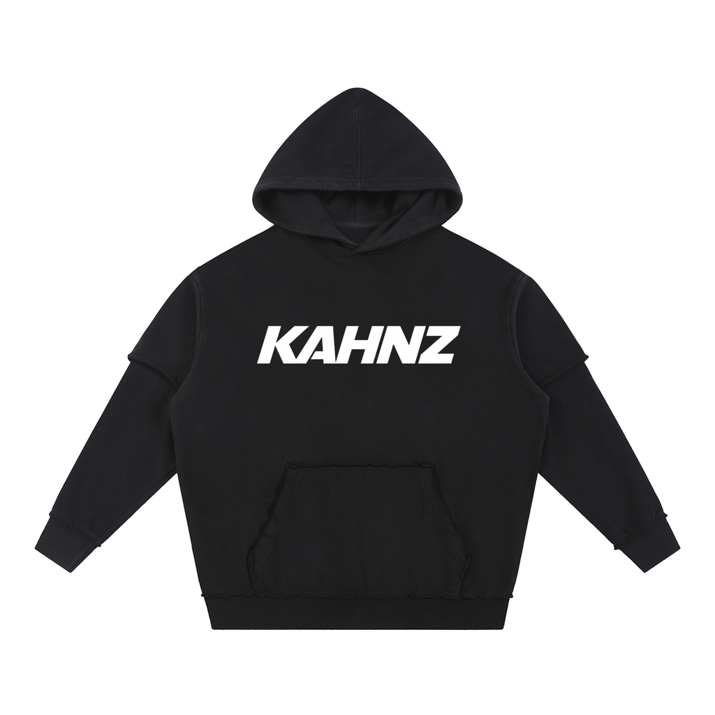 XV ward Snow Washed Raw Edge Double Layered Hoodie