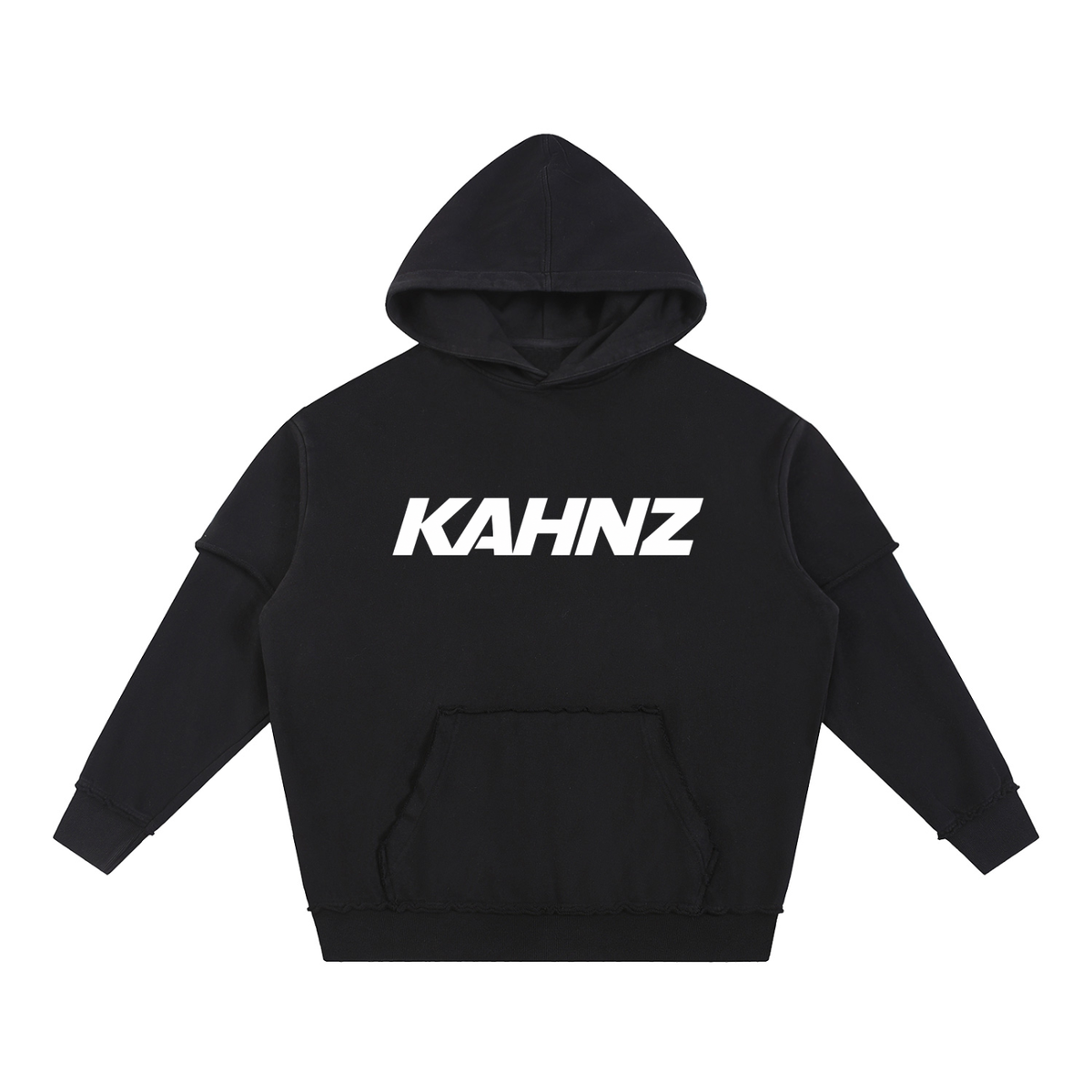 XV ward Snow Washed Raw Edge Double Layered Hoodie