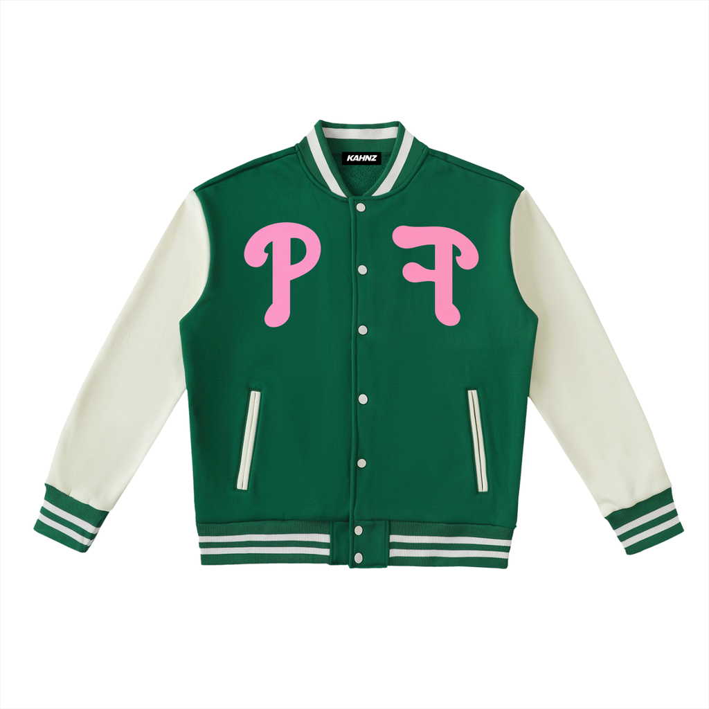 Eat Klean Train Dirty Two-Tone Fleeced Varsity Jacket