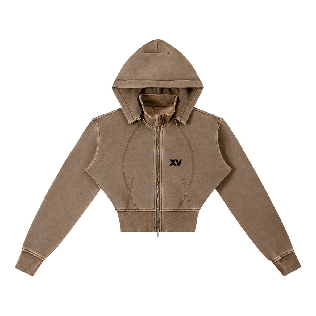 XV Vintage Washed Cropped Fleece Hoodie