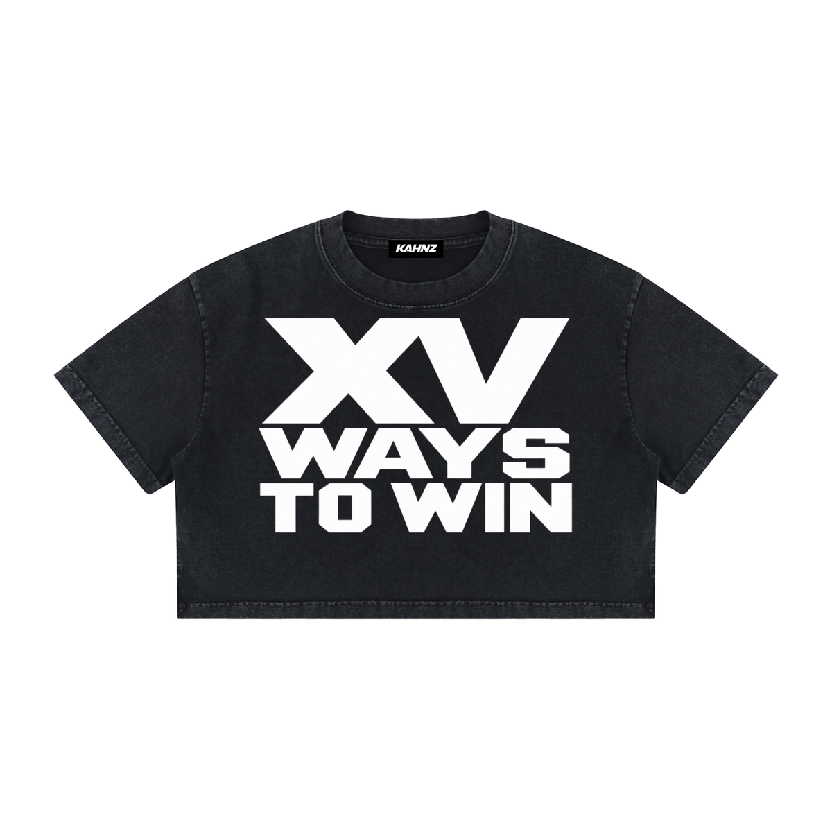 XV WAYS to win Women's Mineral Wash Cotton Crop T-Shirt