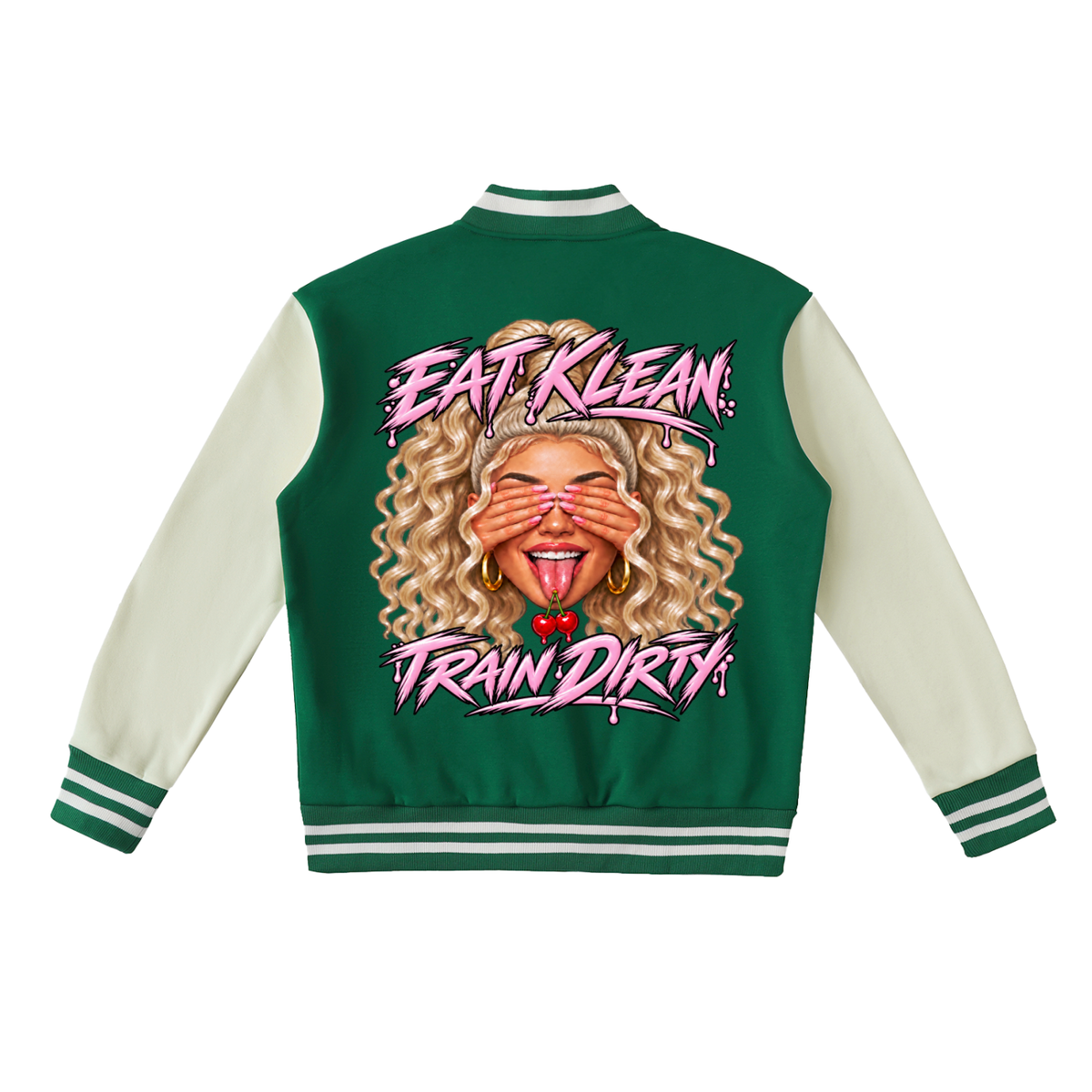 Eat Klean Train Dirty Two-Tone Fleeced Varsity Jacket
