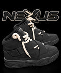 KAHNZ Nexus black high-top shoes with white laces and Nexus logo
